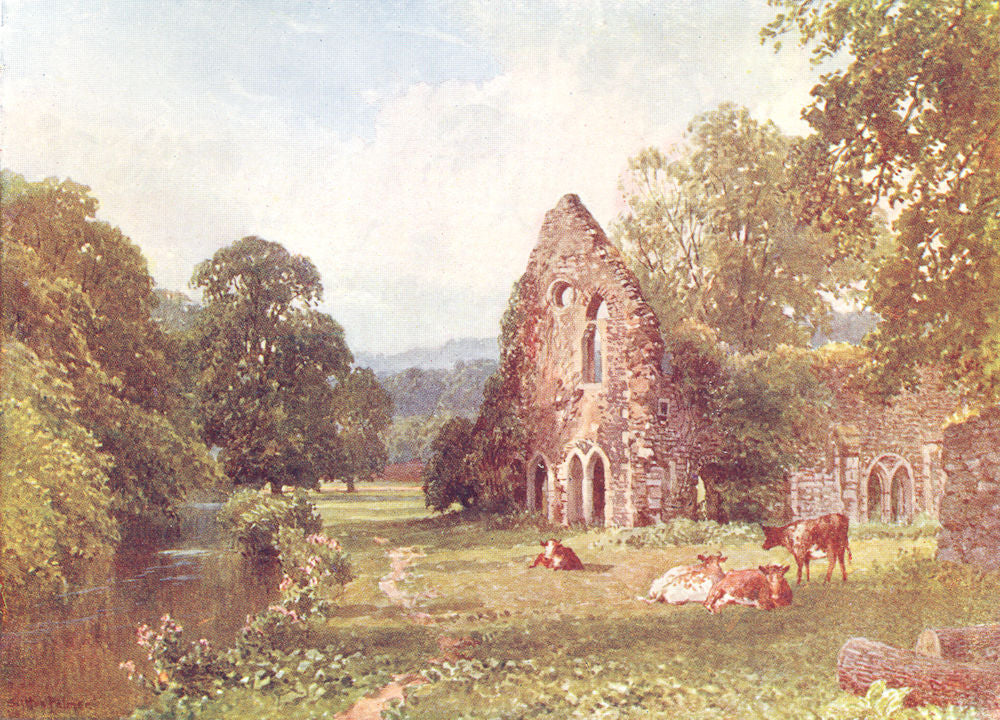 SURREY. Wey valley. Waverley Abbey, Farnham 1912 old antique print picture